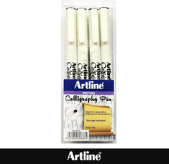 Artline EK-240W4 Calligraphy Pen - Assorted (Pack of 4), black
