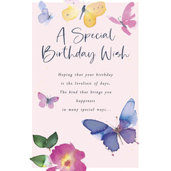 Traditional Birthday Card - Elegant Butterflies Design - Special Birthday Wishes