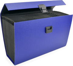 Rapesco 1553 19-Part Expanding Box File Document Organiser, A4+ Expanding Folder with Tabs, Blue
