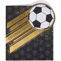 Black & Gold Football Design Birthday Card