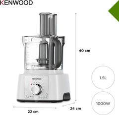 Kenwood FDP65.860WH food processor with 9 attachments. Express Serve and Dice, 1.5L Jug blender and mini chopper, White