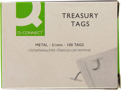 Q-Connect Treasury Tags 51mm Green Metal Ends Pack of 100