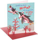 UK Greetings Christmas Card for Mummy - Cute Penguins Design