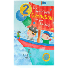 Cute Pirate Design Grandson 2nd Birthday Card