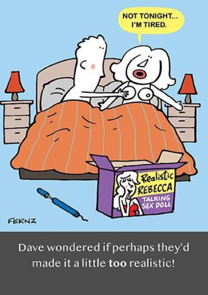 Funny Adult Birthday Card for Him – Cheeky Bedtime Humour Cartoon