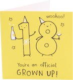 UK Greetings 18th Birthday Card for Him/Her/Friend - Yellow Design