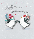 Penguins Dancing Special Sister & Brother-in-Law Christmas Card