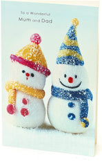 Cute Snowman To Mum and Dad Christmas Card