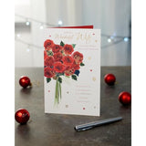 UK Greetings Christmas Card for Wife - Red Floral Design