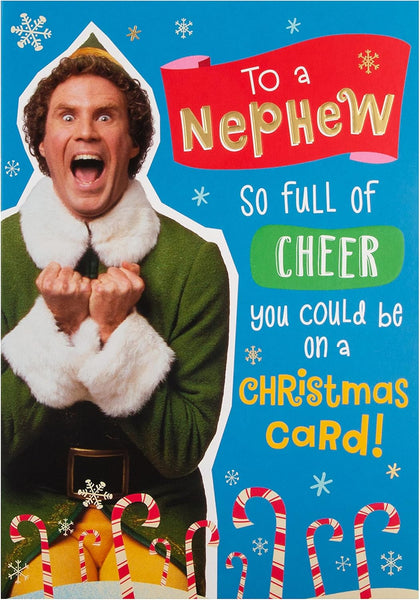 Christmas Card for Nephew - Funny Warner Bros Elf Design