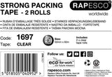 Rapesco Strong Packing Tape 50mm x 60m – Clear (Pack 2)