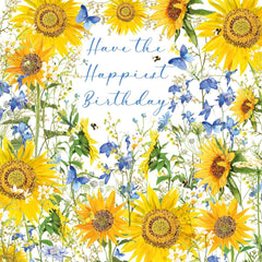 Birthday Card for Women - Pretty Floral Sunflower Design - Foil Finish - Birthday Greeting Card