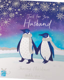 Christmas Card for Husband – Adorable Penguins Design – Romantic Festive Greeting Card for Him