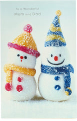 Cute Snowman To Mum and Dad Christmas Card