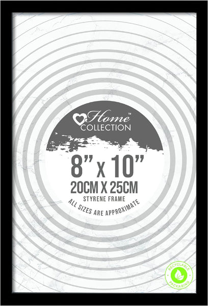 Black Nouveau 8x10 Photo Frame – Simple Styrene Frame for Wall or Tabletop Display
