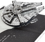3D and Pop-Up Star Wars Millennium Falcon Space Themed Silver Birthday Card