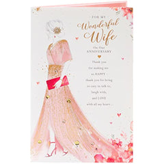 Wonderful Wife Wedding Anniversary Card - Elegant and Heartfelt Design