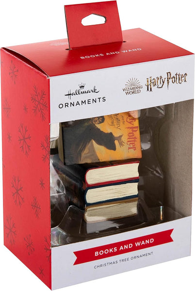 Harry Potter Stacked Books With Wand Christmas Ornament