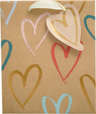 Kraft Hearts Design Medium Gift Bag