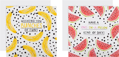 Fruit Themed in 2 Bold Designs Pack of 10 Kids Birthday Cards
