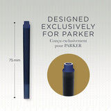 Parker Fountain Pen Ink Refill Cartridges | Long | Blue QUINK Ink | 5 Count