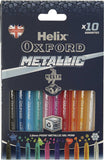 Helix Oxford Metallic Colour Pens - Pack of 10 | Smooth Gel Ink for Craft & Office Use