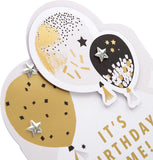 Hallmark Birthday Card - Die-Cut Metallic Balloons Design