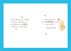 Cute Teddy Bear Birthday Card for Grandad – Trophy & Stars Design
