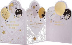 Hallmark Birthday Card - Die-Cut Metallic Balloons Design