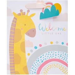 UK Greetings Medium Gift Bag for New Baby Boy or Girl - Cute Giraffe Design