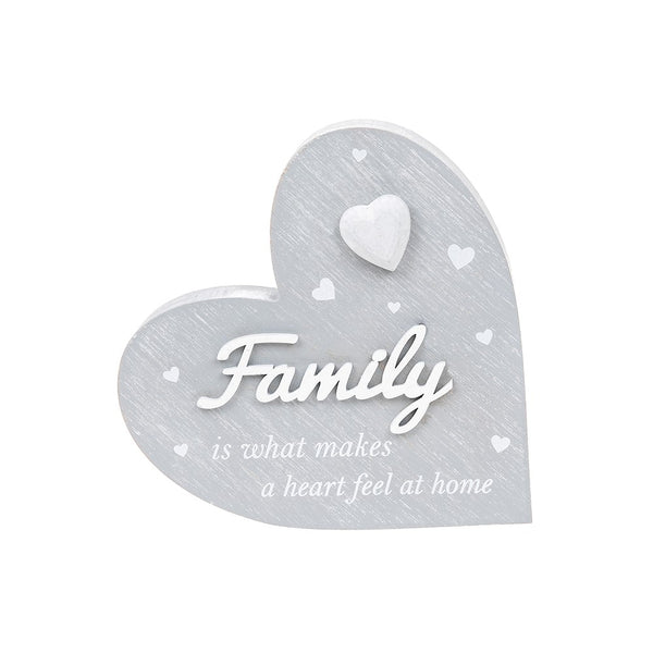 Cherished Hearts Cool Grey Standing Heart Family