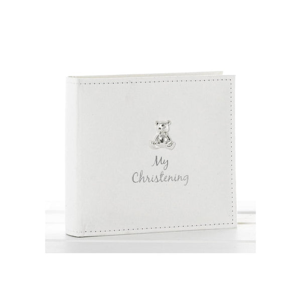 White Suede Christening Album Teddy