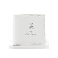 White Suede Christening Album Teddy