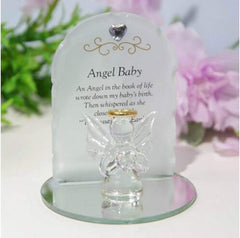Thoughts of you Memorial Glass Angel Baby Ornament with Verse