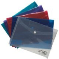 A5 Stud Wallet – Assorted Colour Plastic Document Holder (Single Wallet)