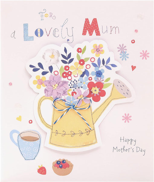 Mother's Day Card With Envelope - Cute Watering Can Design, 186x186mm