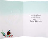 Mum and Dad Contemporary Illustrated Design with 3D Attachment Christmas Card