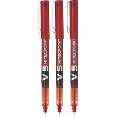 3 x Pilot V5 Liquid Ink Rollerball 0.5 mm Tip Red