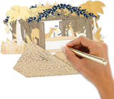 3D Pop-Up Nativity Scene Christmas Card – Gold Foil Details, Blue