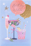 Floral Cocktail Design Birthday Card