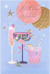 Floral Cocktail Design Birthday Card