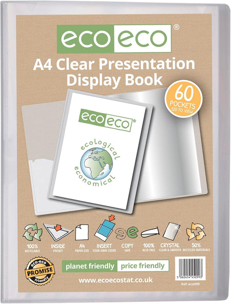 A4 60-Pocket Presentation Display Book – 50% Recycled, Eco-Friendly & Durable