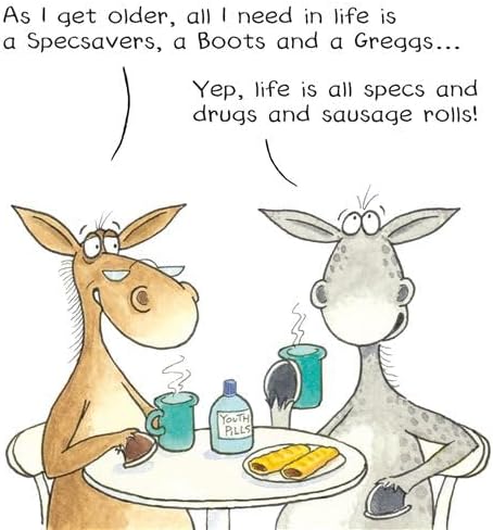 Paperlink Funny Artistic 'Happy Birthday' Greetings Card - From The Funny Farm Range - For Him/For Her - 'Specs, Drugs and Sausage Rolls!'