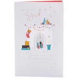 UK Greetings Christmas Card for Dad - Decorated Fireplace Design,Multi,149 mm x 229 mm