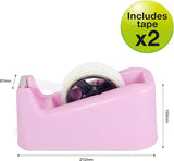 Rapesco 500 Heavy Duty Tape Dispenser & 2 x Tape Rolls - Candy Pink