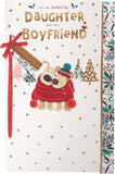 Boofle Embellished Daughter & Her Boyfriend Cuddly Cute Christmas Greeting Card