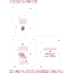 Cherry Blossom Walk Embossed Wife Birthday Card