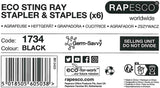 Rapesco Germ-Savvy® Antibacterial: ECO Sting Ray Half Strip Stapler & 1000 Staples – Black (Pack 6)
