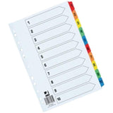 1-10 Index Extra Wide Reinforced Multi-Colour Tabs