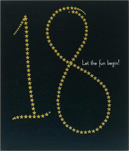 Elegant 18th Birthday Card – Gold Foil Stars Design – Milestone Celebration